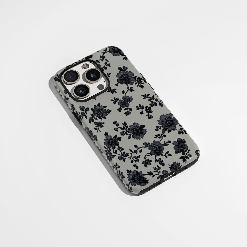 Double-Layer Semi-Handprinted Tough Matte Flowers iPhone Case