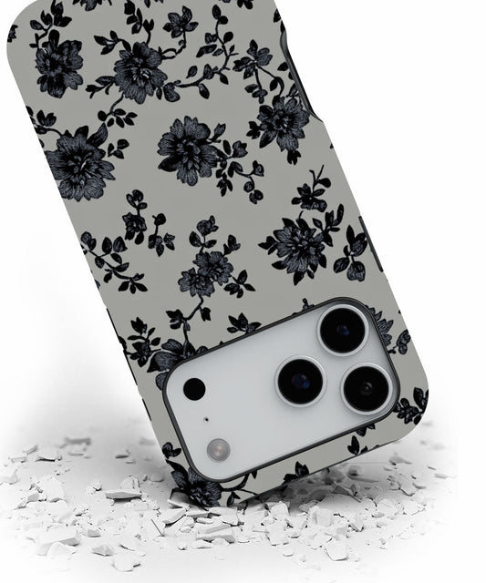 Double-Layer Semi-Handprinted Tough Matte Flowers iPhone Case