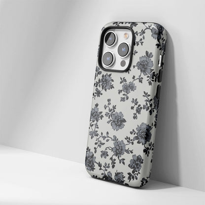 Double-Layer Semi-Handprinted Tough Matte Flowers iPhone Case