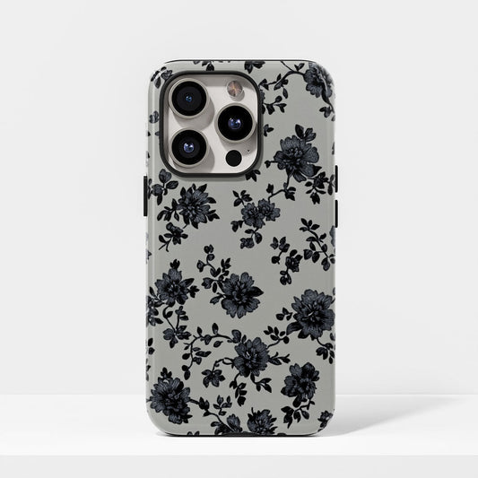 Double-Layer Semi-Handprinted Tough Matte Flowers iPhone Case