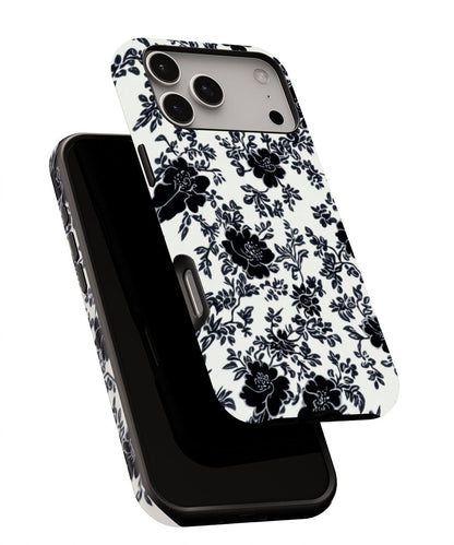 Double-Layer Semi-Handprinted Tough Matte Flowers iPhone Case
