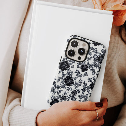 Double-Layer Semi-Handprinted Tough Matte Flowers iPhone Case