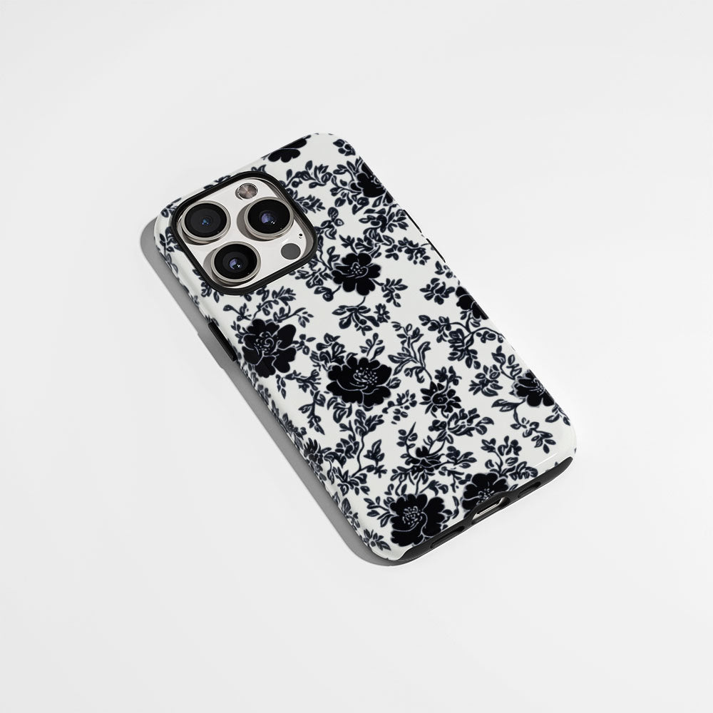 Double-Layer Semi-Handprinted Tough Matte Flowers iPhone Case