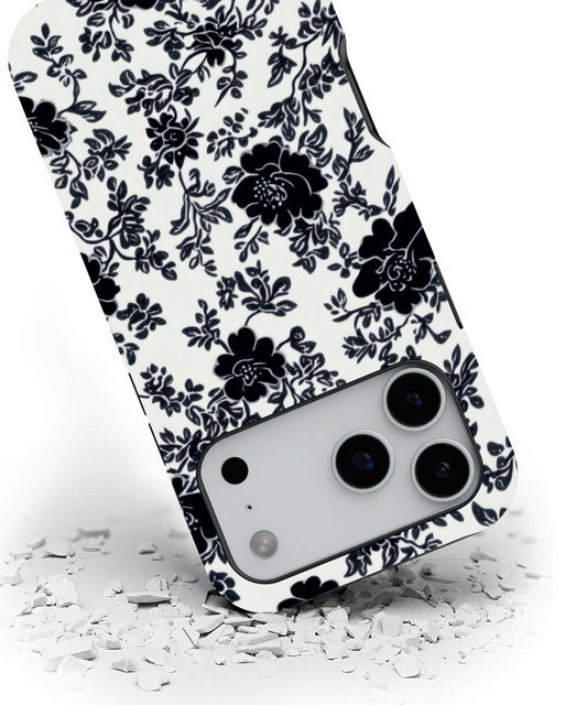 Double-Layer Semi-Handprinted Tough Matte Flowers iPhone Case