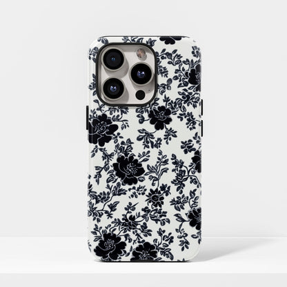 Double-Layer Semi-Handprinted Tough Matte Flowers iPhone Case