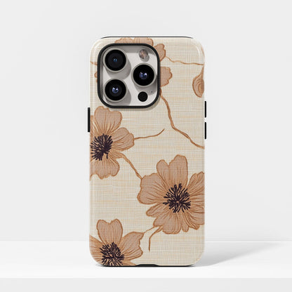 Double-Layer Semi-Handprinted Tough Matte Flowers iPhone Case