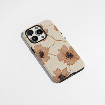 Double-Layer Semi-Handprinted Tough Matte Flowers iPhone Case