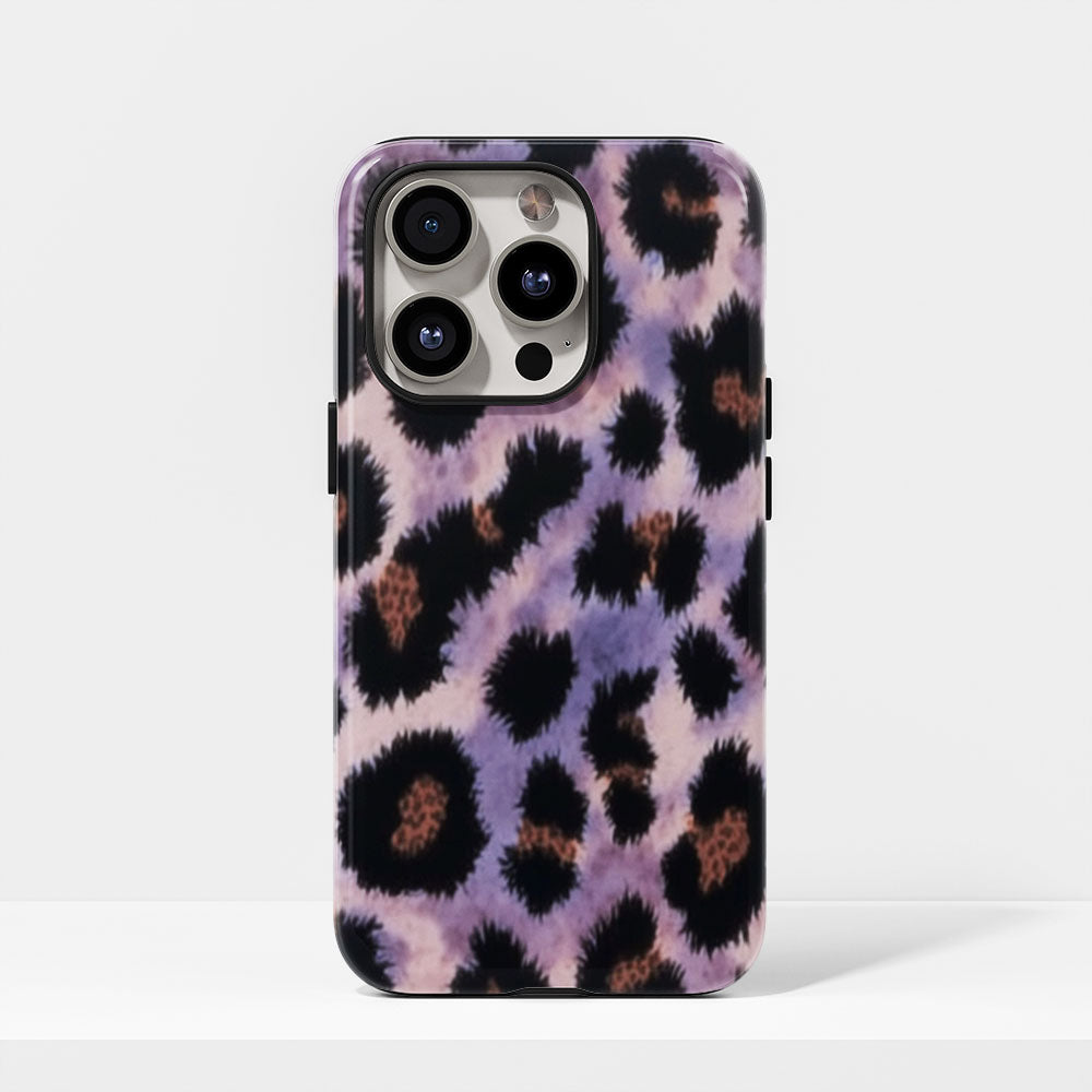 Double-Layer Semi-Handprinted Tough Matte Leopard Print iPhone Case