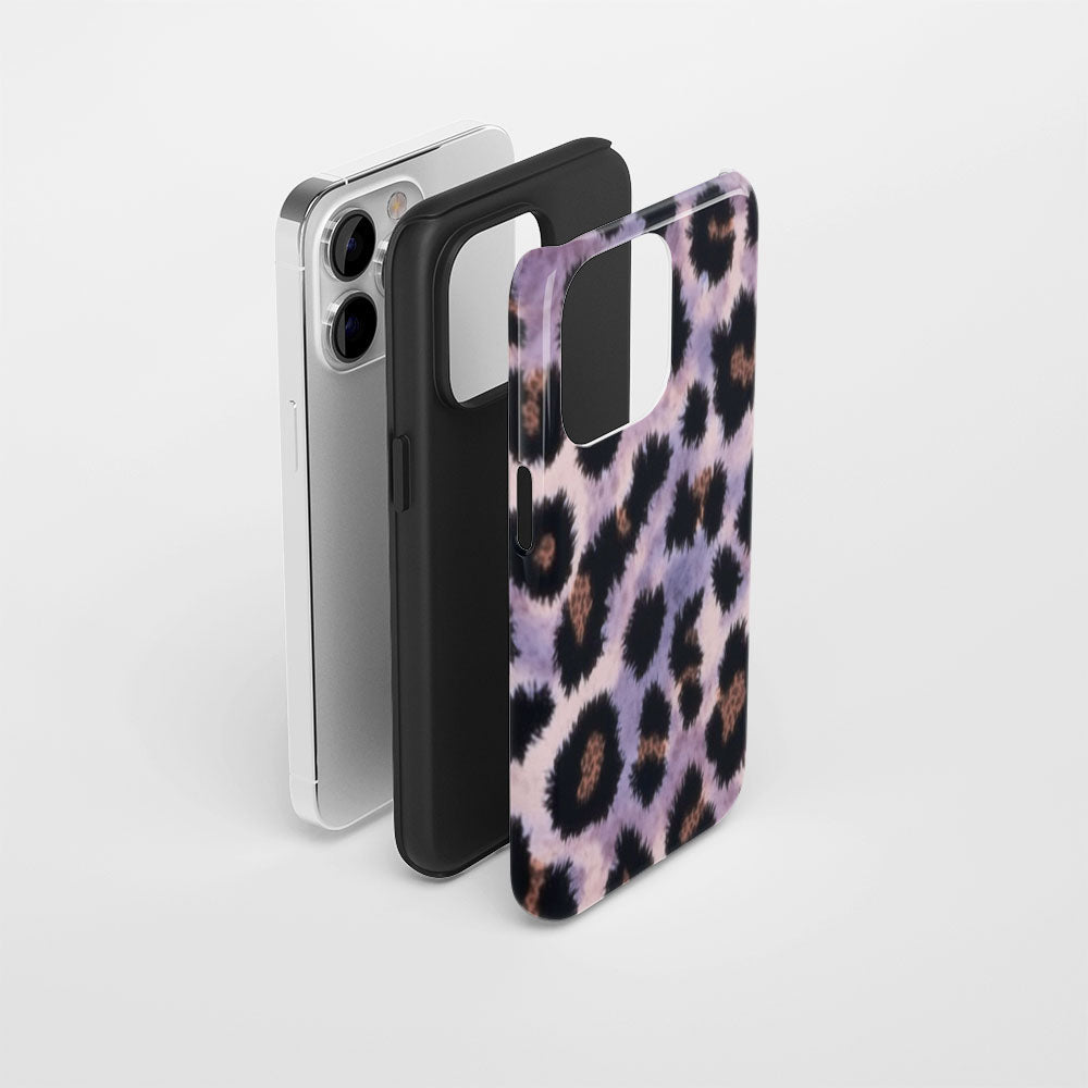 Double-Layer Semi-Handprinted Tough Matte Leopard Print iPhone Case