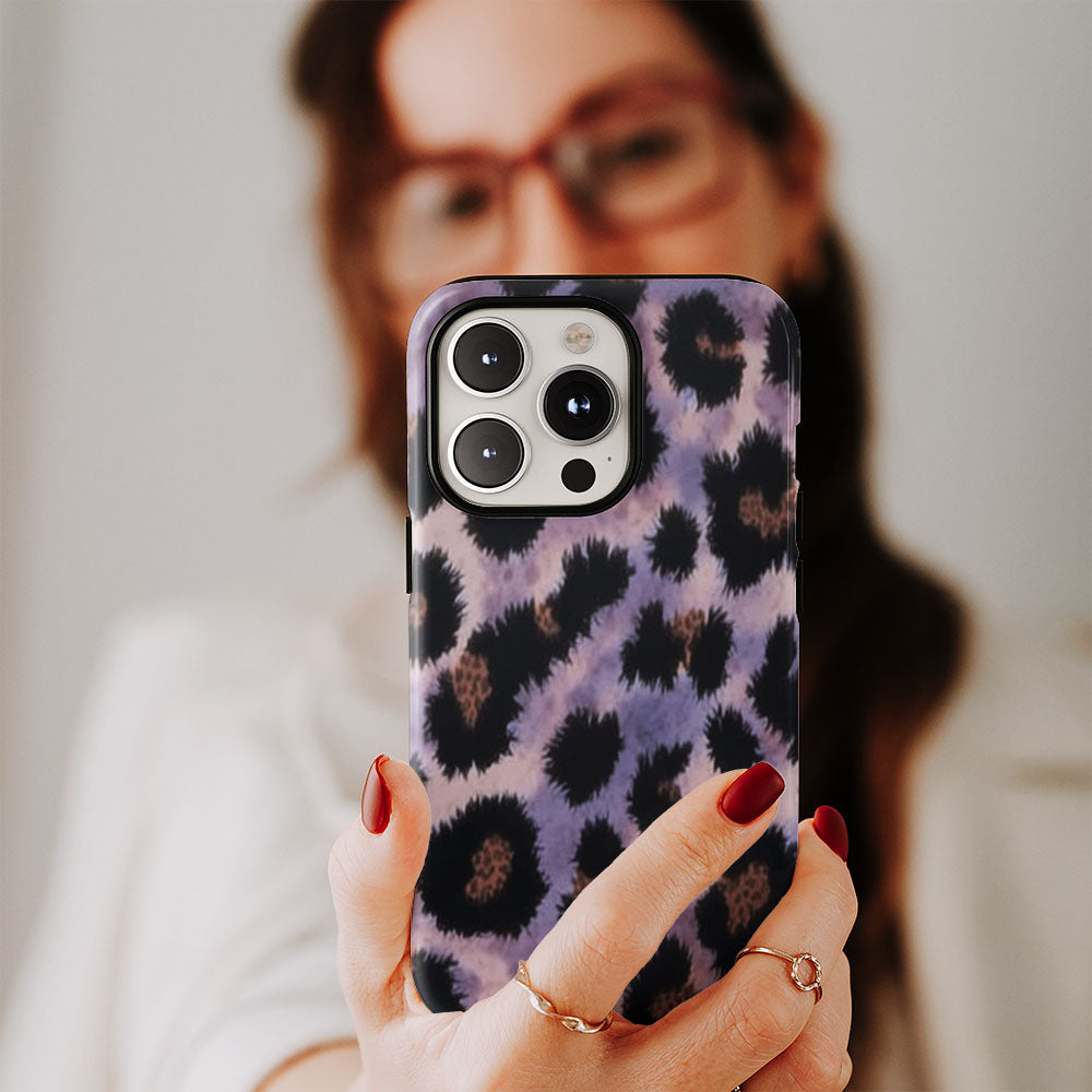 Double-Layer Semi-Handprinted Tough Matte Leopard Print iPhone Case