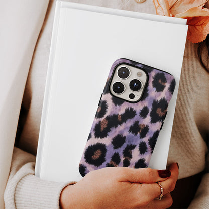 Double-Layer Semi-Handprinted Tough Matte Leopard Print iPhone Case