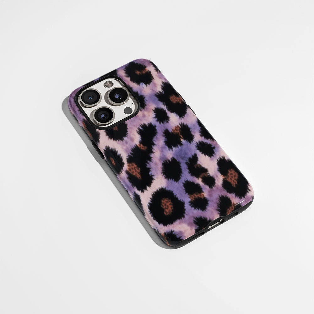 Double-Layer Semi-Handprinted Tough Matte Leopard Print iPhone Case