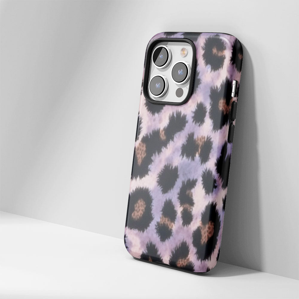 Double-Layer Semi-Handprinted Tough Matte Leopard Print iPhone Case