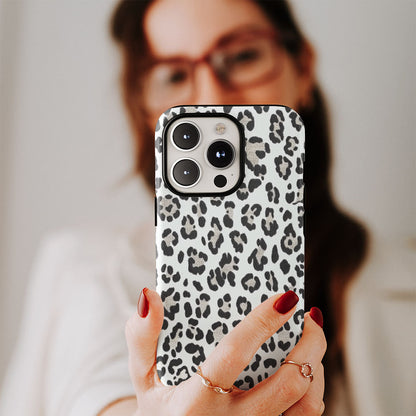 Double-Layer Semi-Handprinted Tough Matte Leopard Print iPhone Case