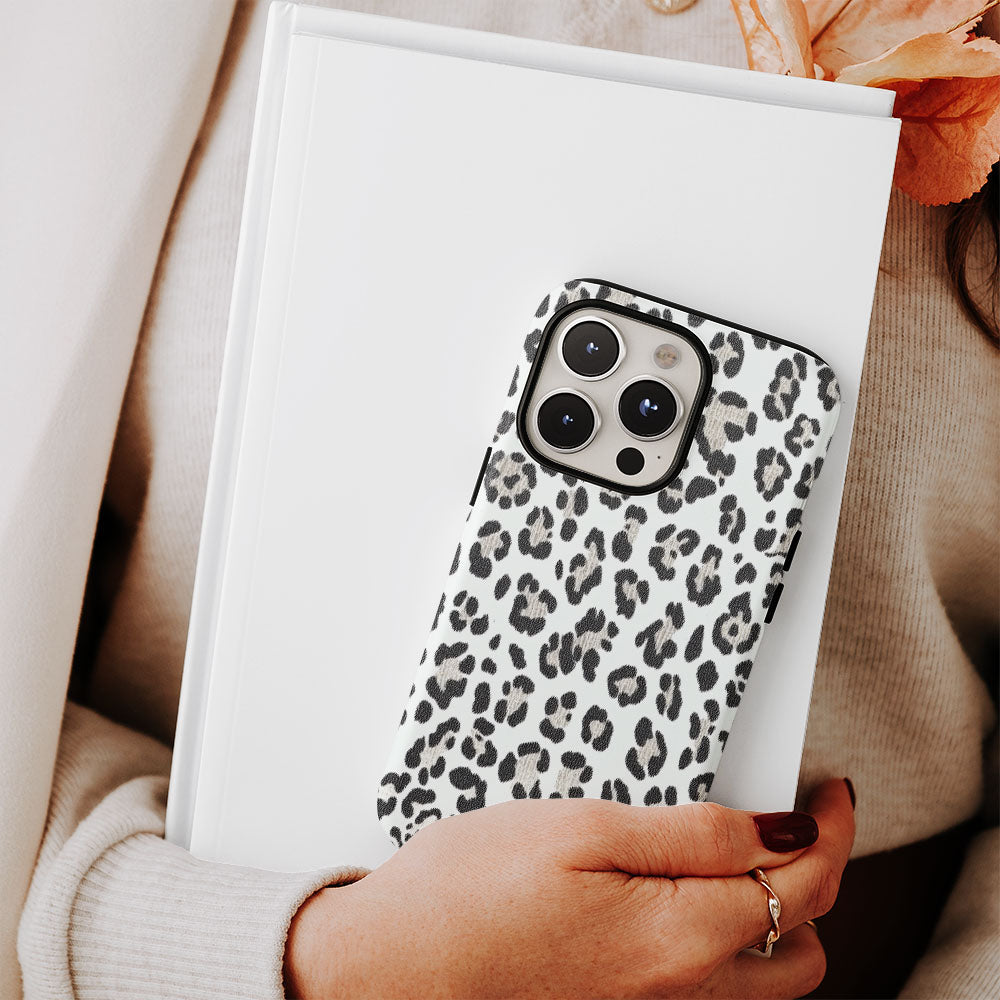 Double-Layer Semi-Handprinted Tough Matte Leopard Print iPhone Case