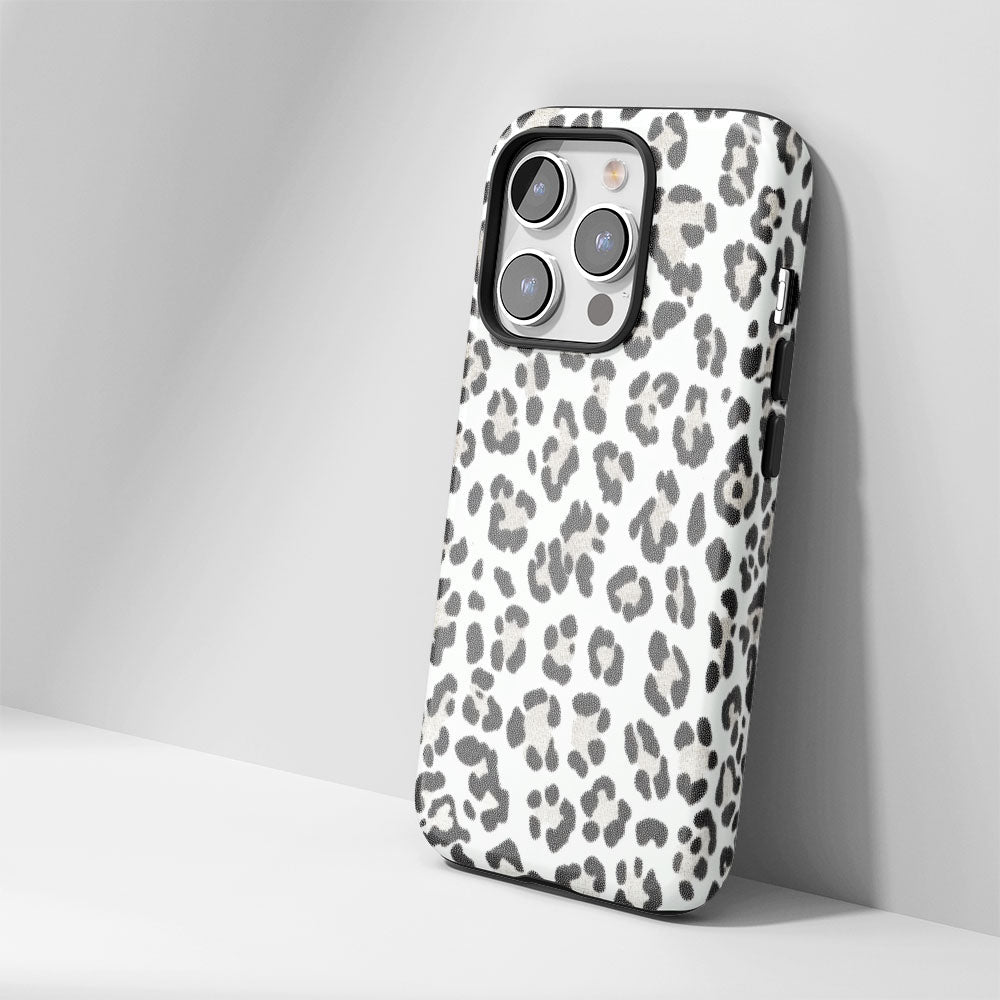 Double-Layer Semi-Handprinted Tough Matte Leopard Print iPhone Case