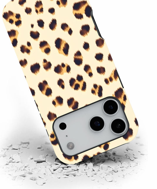 Double-Layer Semi-Handprinted Tough Matte Leopard Print iPhone Case