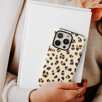 Double-Layer Semi-Handprinted Tough Matte Leopard Print iPhone Case