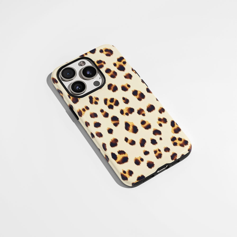 Double-Layer Semi-Handprinted Tough Matte Leopard Print iPhone Case