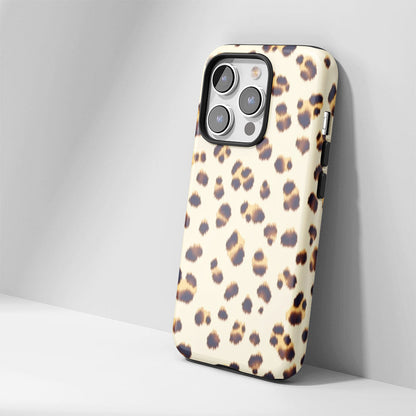 Double-Layer Semi-Handprinted Tough Matte Leopard Print iPhone Case