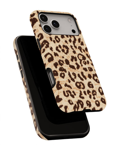 Double-Layer Semi-Handprinted Tough Matte Leopard Print iPhone Case