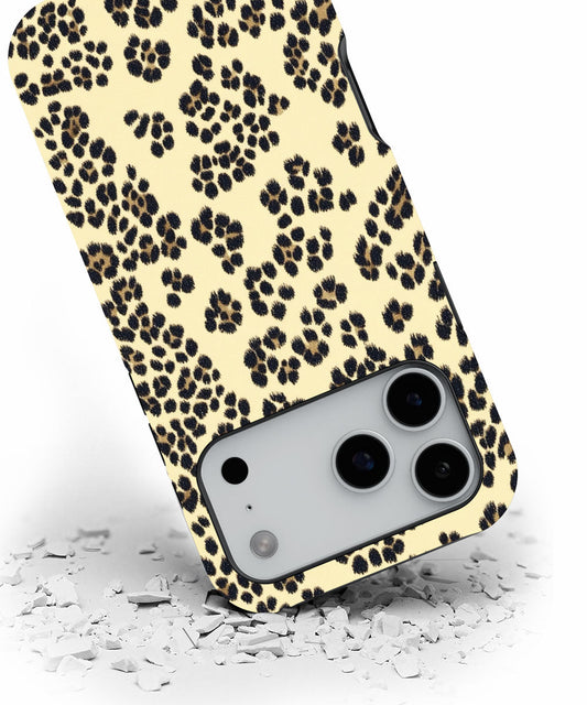 Double-Layer Semi-Handprinted Tough Matte Leopard Print iPhone Case