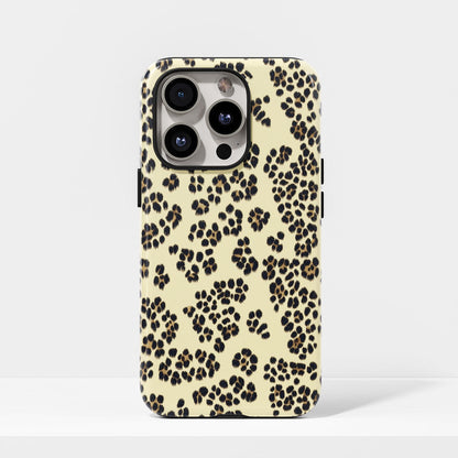 Double-Layer Semi-Handprinted Tough Matte Leopard Print iPhone Case