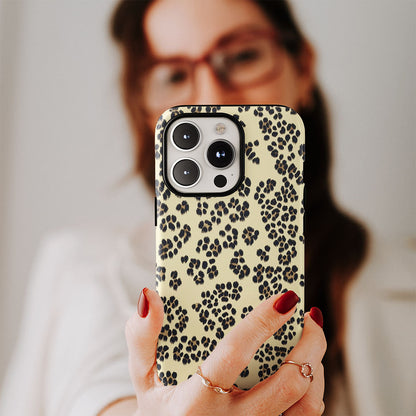 Double-Layer Semi-Handprinted Tough Matte Leopard Print iPhone Case