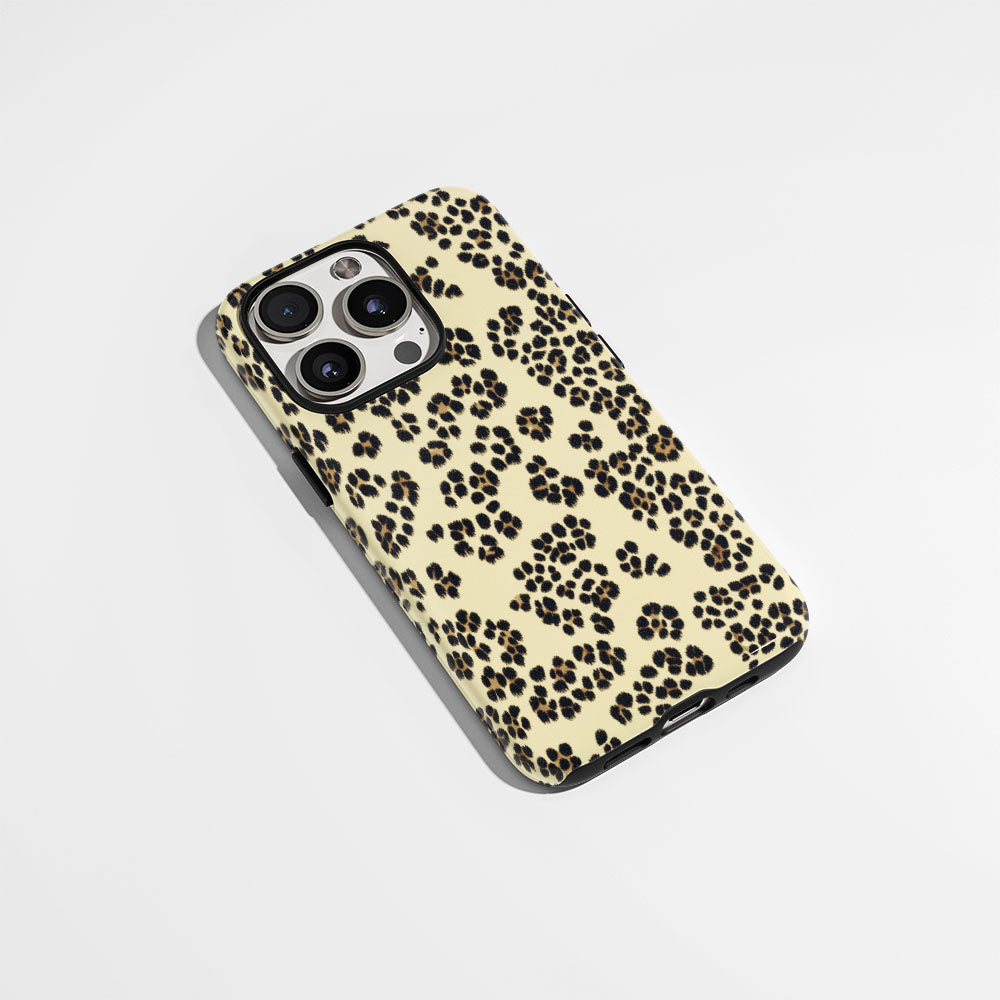 Double-Layer Semi-Handprinted Tough Matte Leopard Print iPhone Case