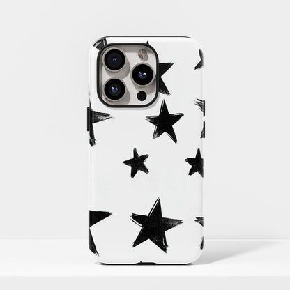 Double-Layer Semi-Handprinted Tough Matte Stars iPhone Case