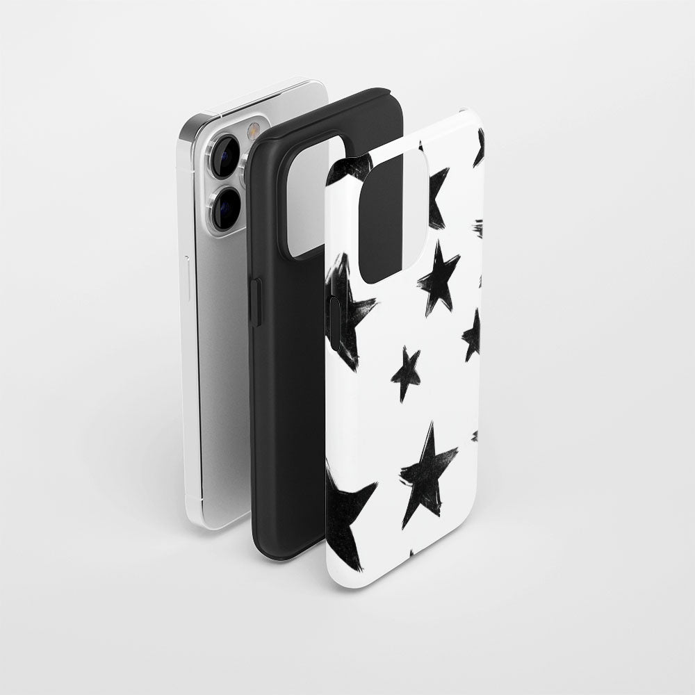 Double-Layer Semi-Handprinted Tough Matte Stars iPhone Case