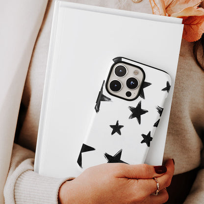 Double-Layer Semi-Handprinted Tough Matte Stars iPhone Case