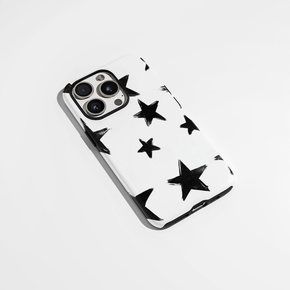 Double-Layer Semi-Handprinted Tough Matte Stars iPhone Case