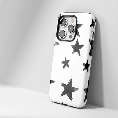 Double-Layer Semi-Handprinted Tough Matte Stars iPhone Case