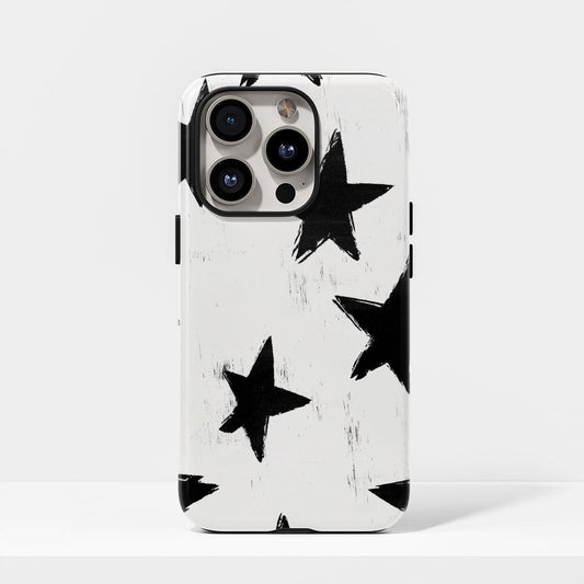 Double-Layer Semi-Handprinted Tough Matte Stars iPhone Case