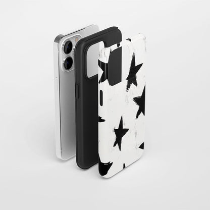 Double-Layer Semi-Handprinted Tough Matte Stars iPhone Case