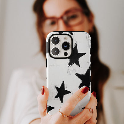 Double-Layer Semi-Handprinted Tough Matte Stars iPhone Case