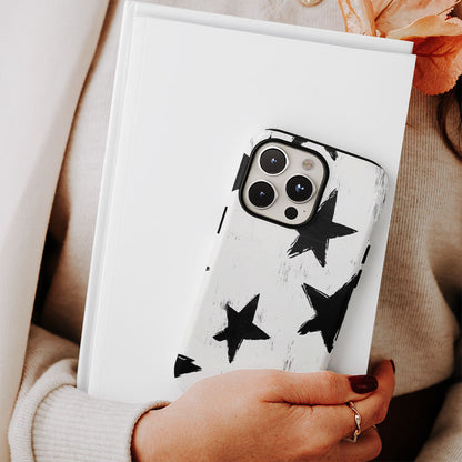 Double-Layer Semi-Handprinted Tough Matte Stars iPhone Case