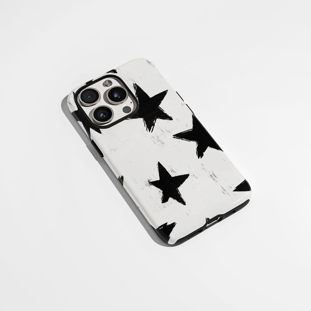 Double-Layer Semi-Handprinted Tough Matte Stars iPhone Case