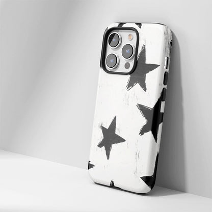 Double-Layer Semi-Handprinted Tough Matte Stars iPhone Case