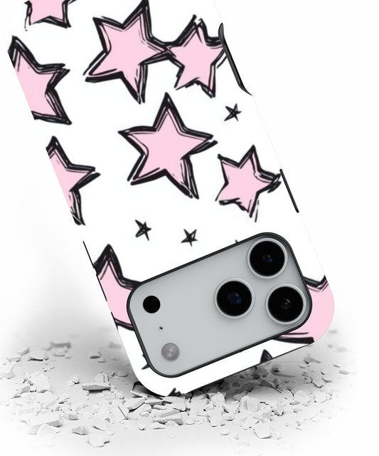 Double-Layer Semi-Handprinted Tough Matte Stars iPhone Case