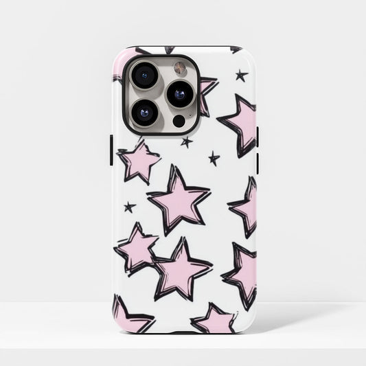 Double-Layer Semi-Handprinted Tough Matte Stars iPhone Case