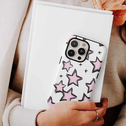 Double-Layer Semi-Handprinted Tough Matte Stars iPhone Case