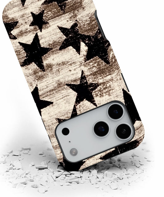Double-Layer Semi-Handprinted Tough Matte Stars iPhone Case