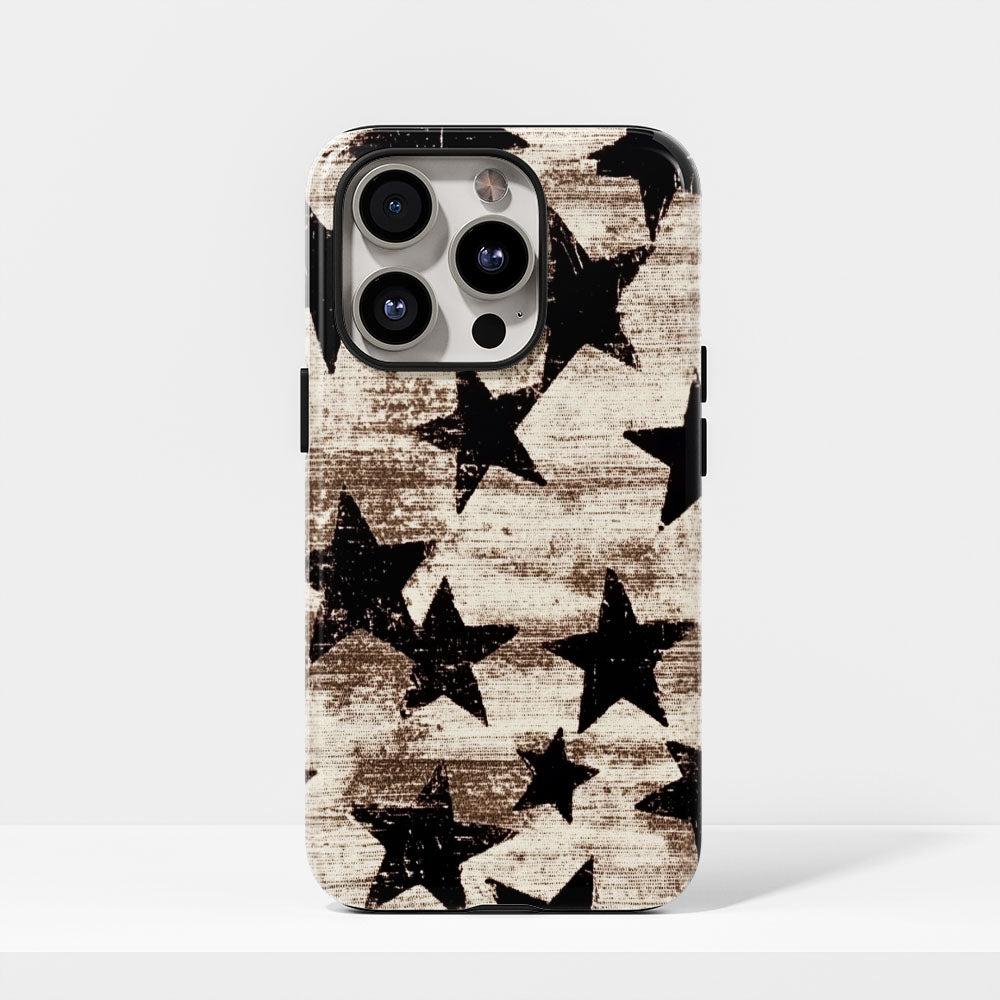 Double-Layer Semi-Handprinted Tough Matte Stars iPhone Case