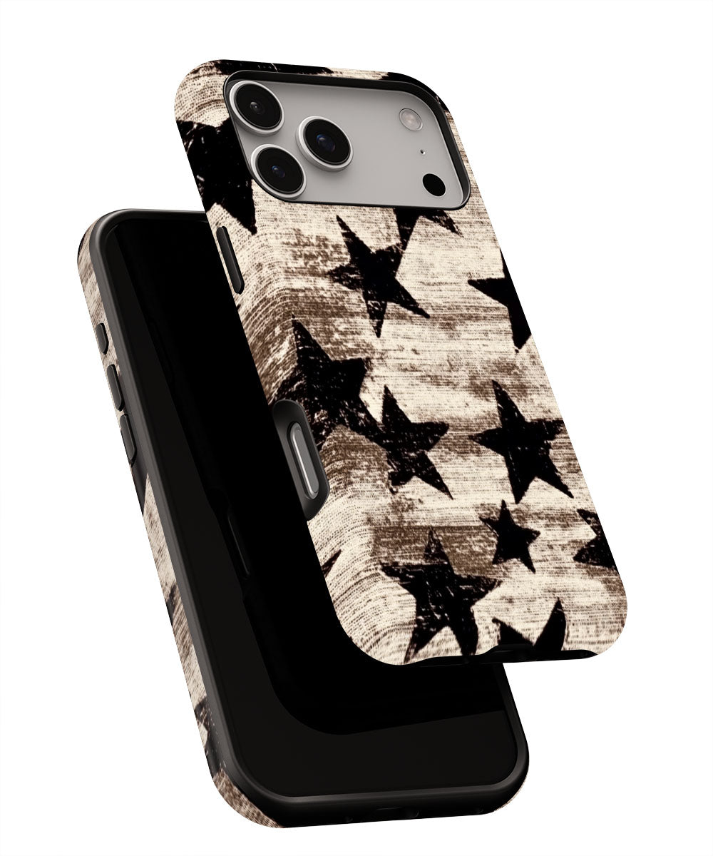 Double-Layer Semi-Handprinted Tough Matte Stars iPhone Case