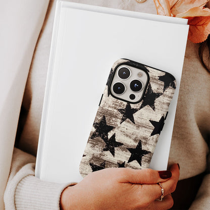 Double-Layer Semi-Handprinted Tough Matte Stars iPhone Case