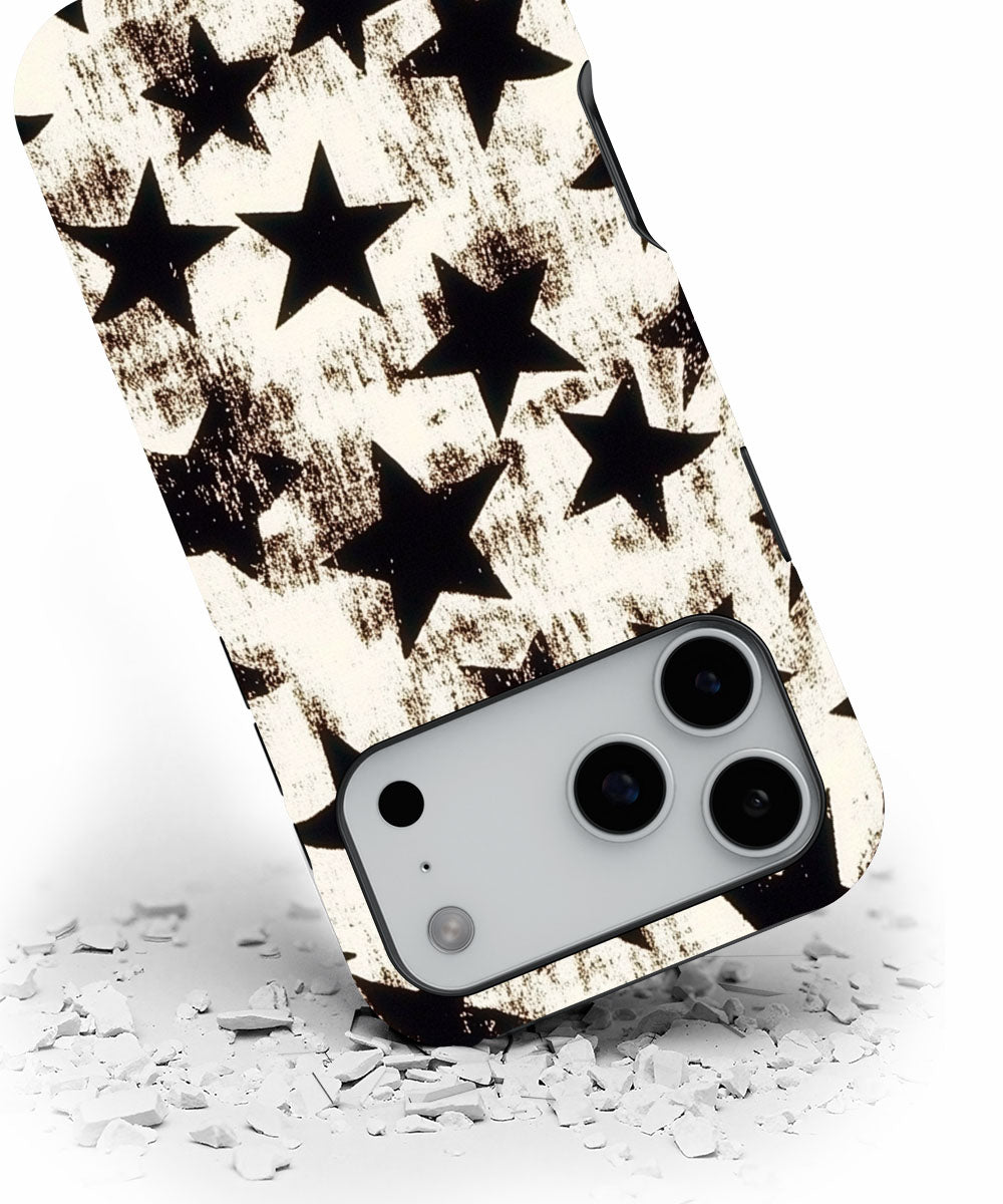 Double-Layer Semi-Handprinted Tough Matte Stars iPhone Case