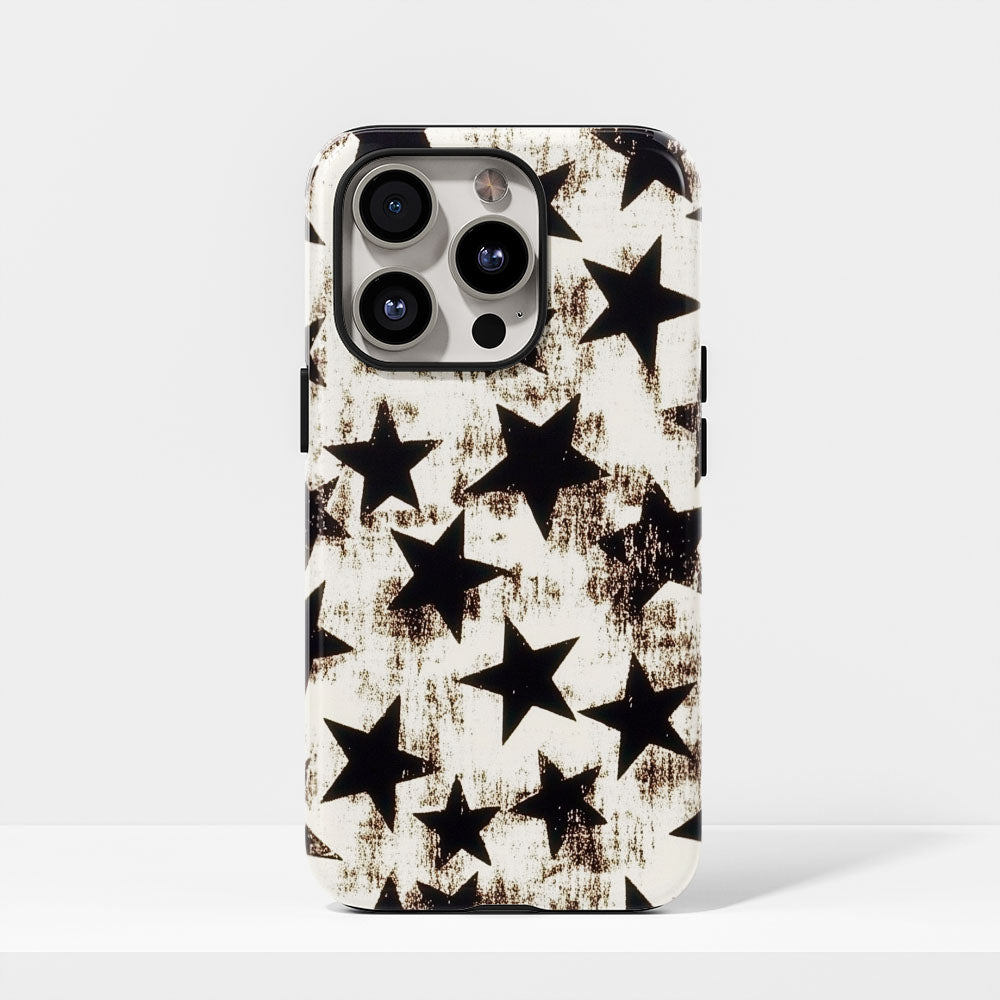 Double-Layer Semi-Handprinted Tough Matte Stars iPhone Case