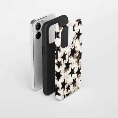 Double-Layer Semi-Handprinted Tough Matte Stars iPhone Case